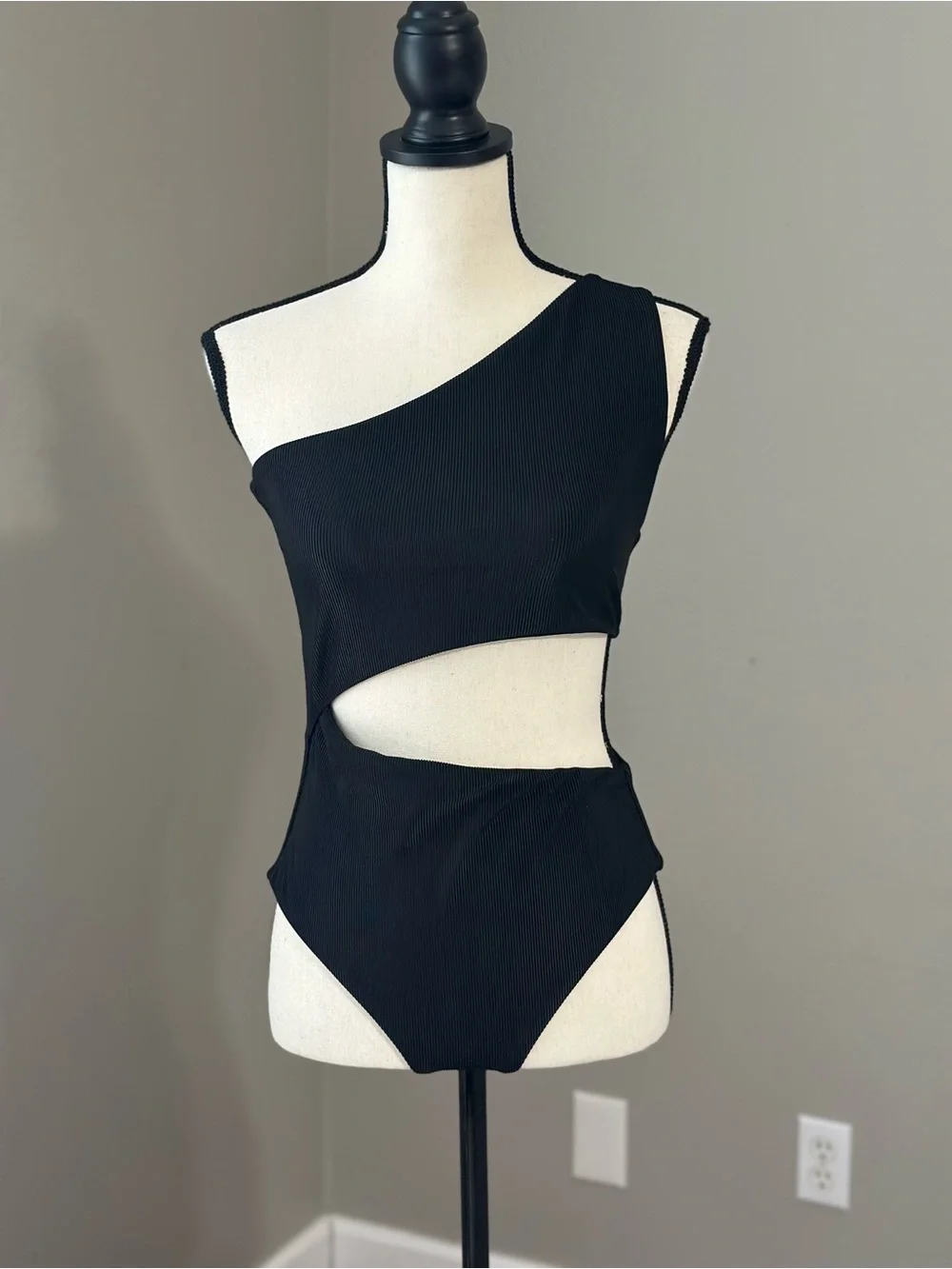 Beach Riot Black One-Shoulder Cutout One-Piece Swimsuit Made in the USA
